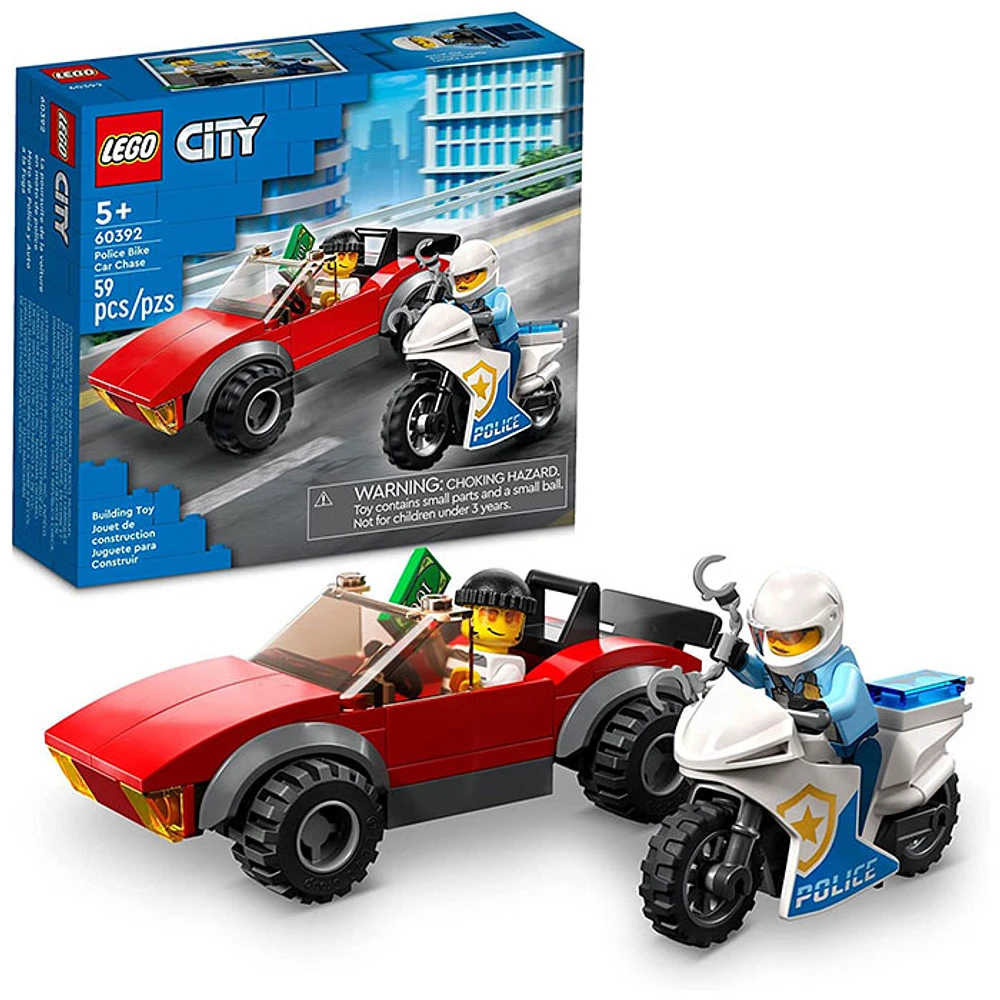 LEGO City Police Bike Car Chase, Toy with Racing Vehicle & Motorbike