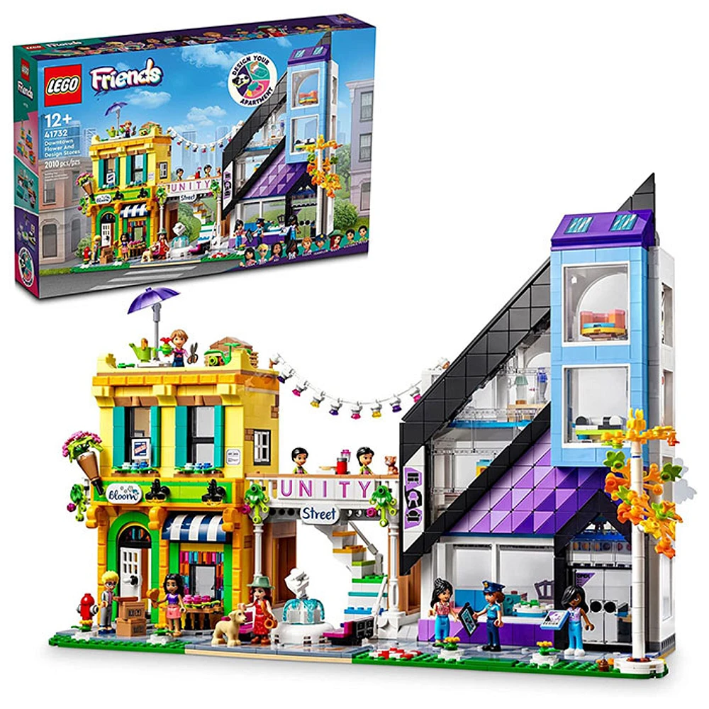 LEGO Friends Downtown Flower and Design Stores, Buildable Toy Set with Apartment and Shops