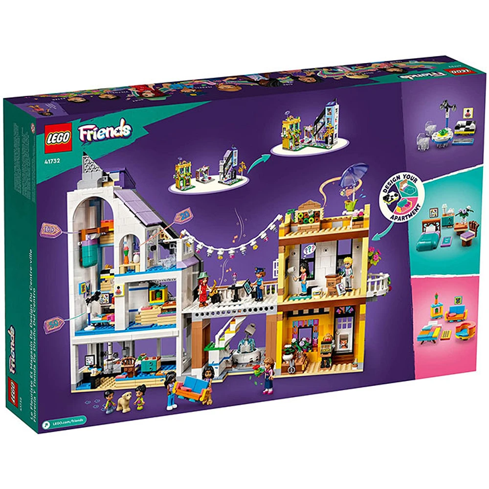 LEGO Friends Downtown Flower and Design Stores, Buildable Toy Set with Apartment and Shops