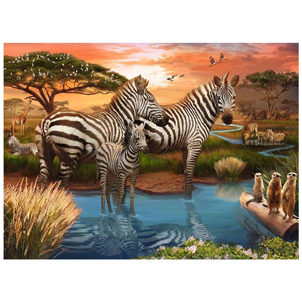 Ravensburger Zebras at the Waterhole 500 Pieces Puzzle