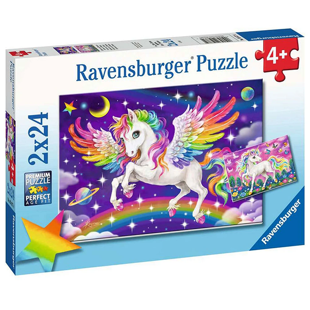 Ravensburger Unicorn and Pegasus, 2 x 24 PC Puzzle