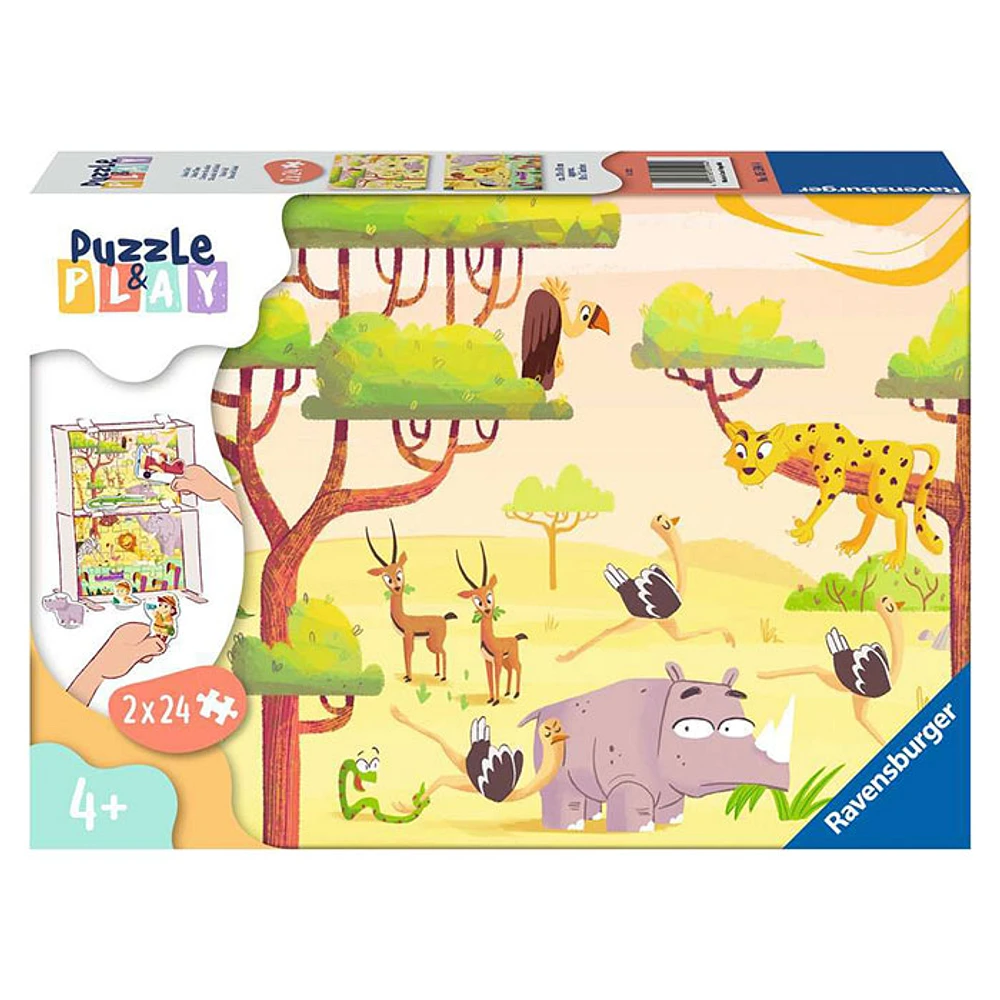 Ravensburger Puzzle and Play: Safari Time, 2 x 24 PC Puzzle