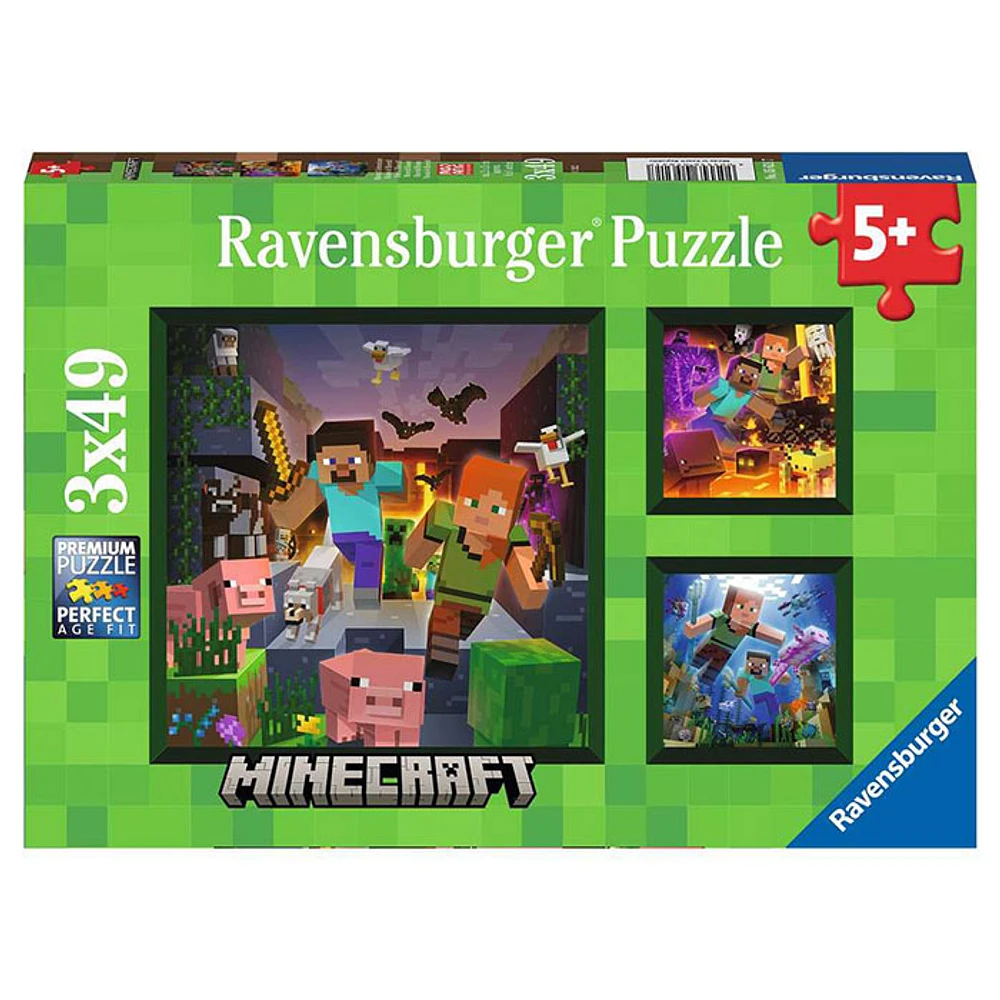 Ravensburger Minecraft Biomes, 3 x 49 PC Puzzle