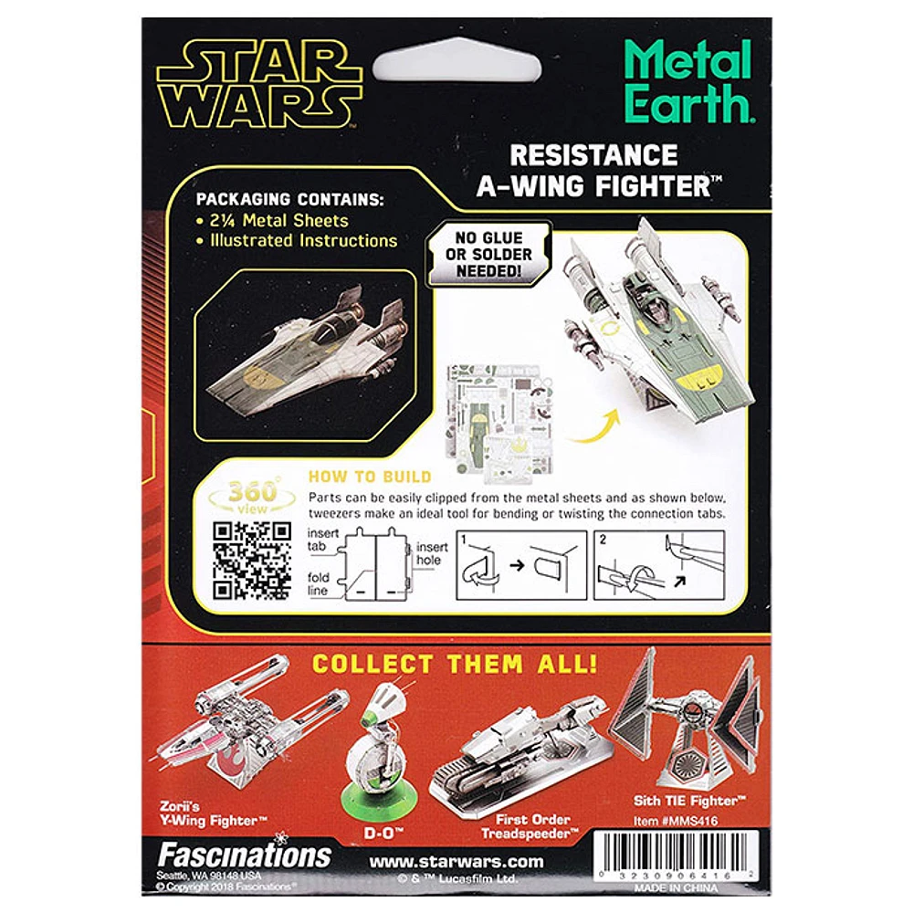 Fascinations Metal Earth Star Wars Rise of Skywalker Resistance A-Wing Fighter 3D Metal Model Kit