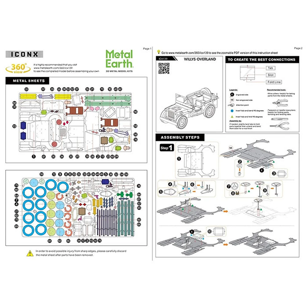 Fascinations Metal Earth Premium Series Willys Overland 3D Metal Model Kit
