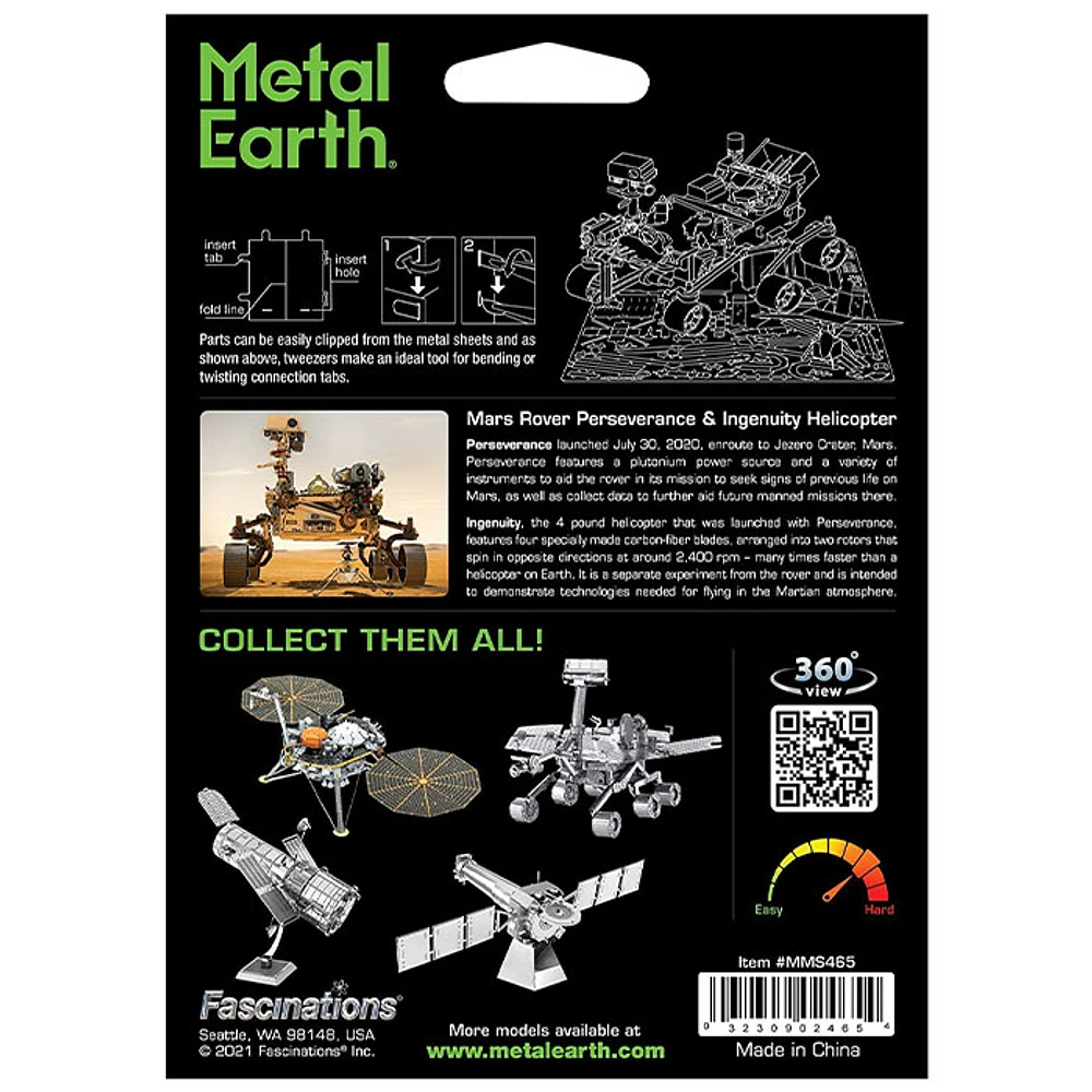 Metal Earth Mars Rover Perseverance and Ingenuity Helicopter 3D Metal Model Kit Fascinations