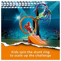 LEGO City Stuntz Spinning Stunt Challenge, 1 or 2 Player Tournaments with Flywheel-Powered Motorcycle Toys