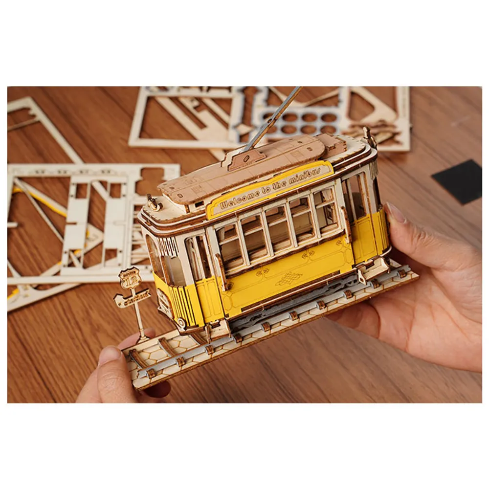 145pcs TG505 Tram 3D Puzzle Jouet Créatif Fait À La Main DIY Modèle  D'assemblage De Jouet Éducatif Cadeau, Ornement D'assemblage En Bois Simulé  Difficile Modèle D'assemblage (5,8 * 18 * 14cm) 