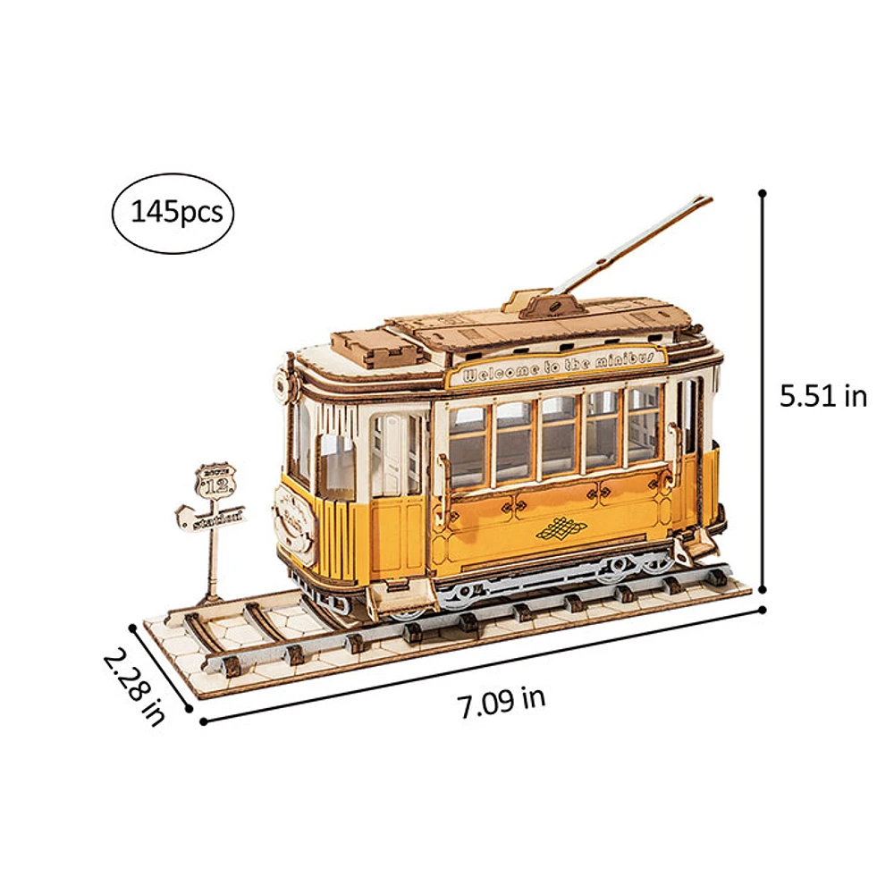 Rolife Tram Car Model DIY 3D Wooden Puzzle – 145 PCS