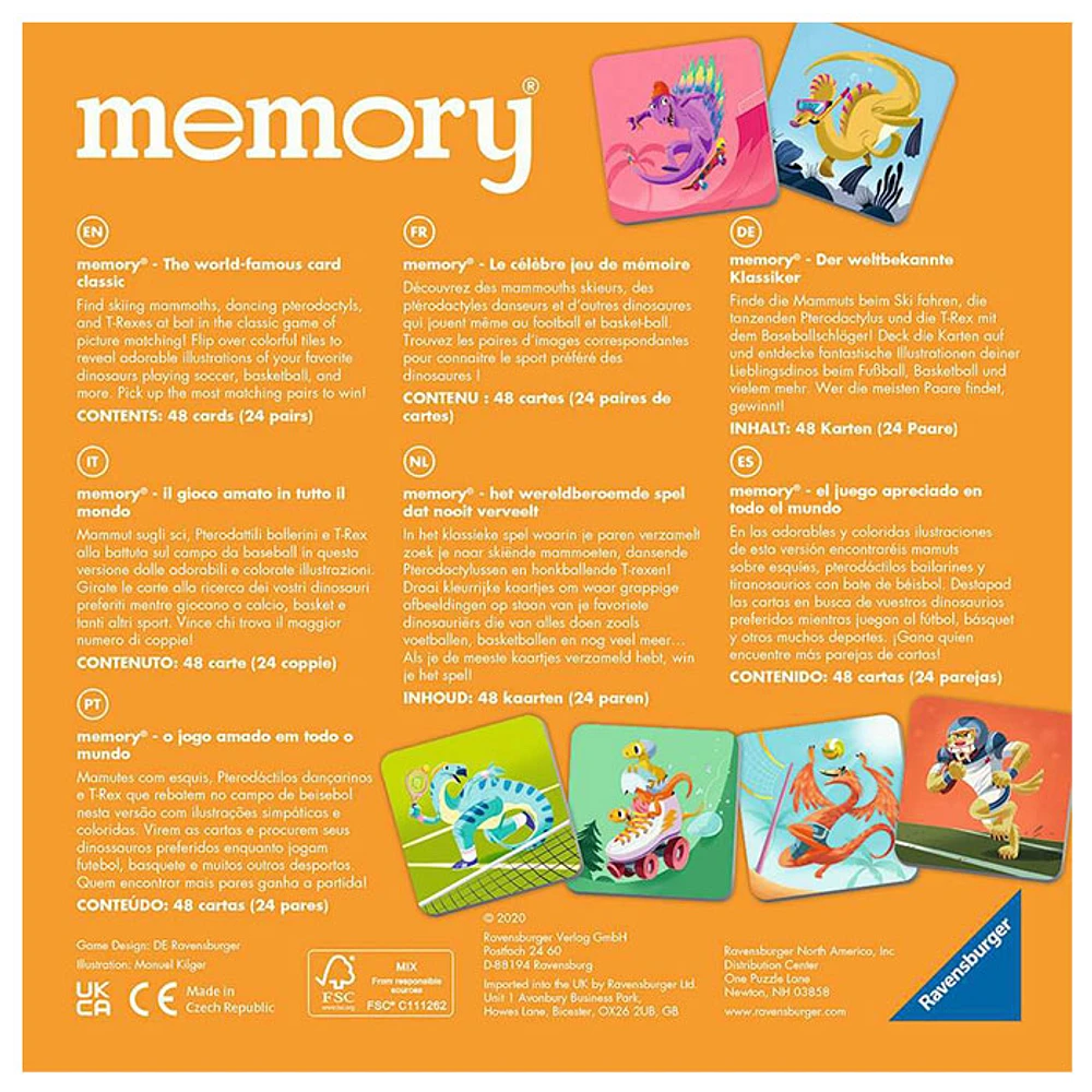 Ravensburger Memory Dinosaur Sports Card Game