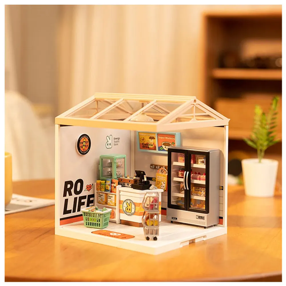 Rolife Super Creator Energy Supply Store Plastic DIY Miniature House Kit – 102 PCS