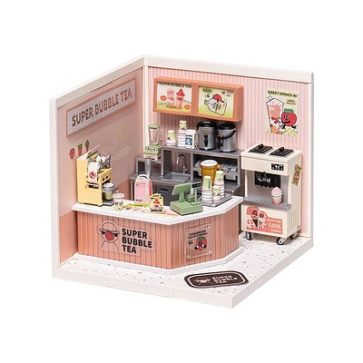 Rolife Super Creator Double Joy Bubble Tea Plastic DIY Miniature House Kit – 130 PCS