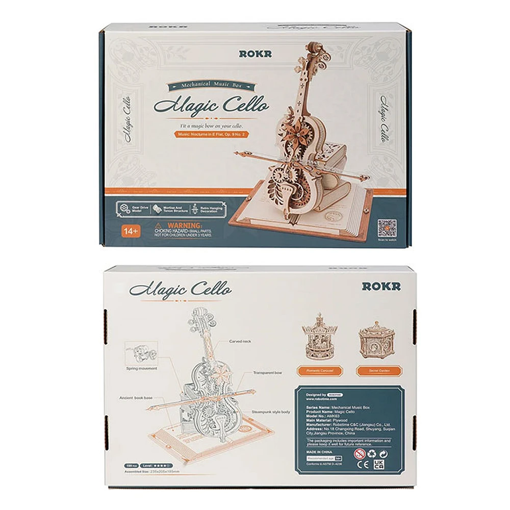 ROKR Magic Cello Mechanical Music Box 3D Wooden Puzzle – 199 PCS