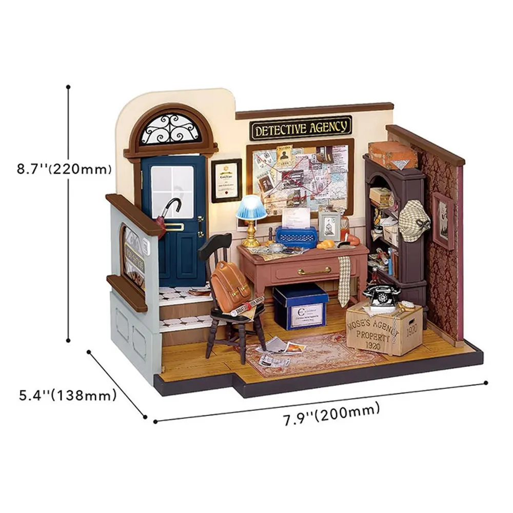 Rolife Mose’s Detective Agency DIY Miniature House Kit – 159 PCS