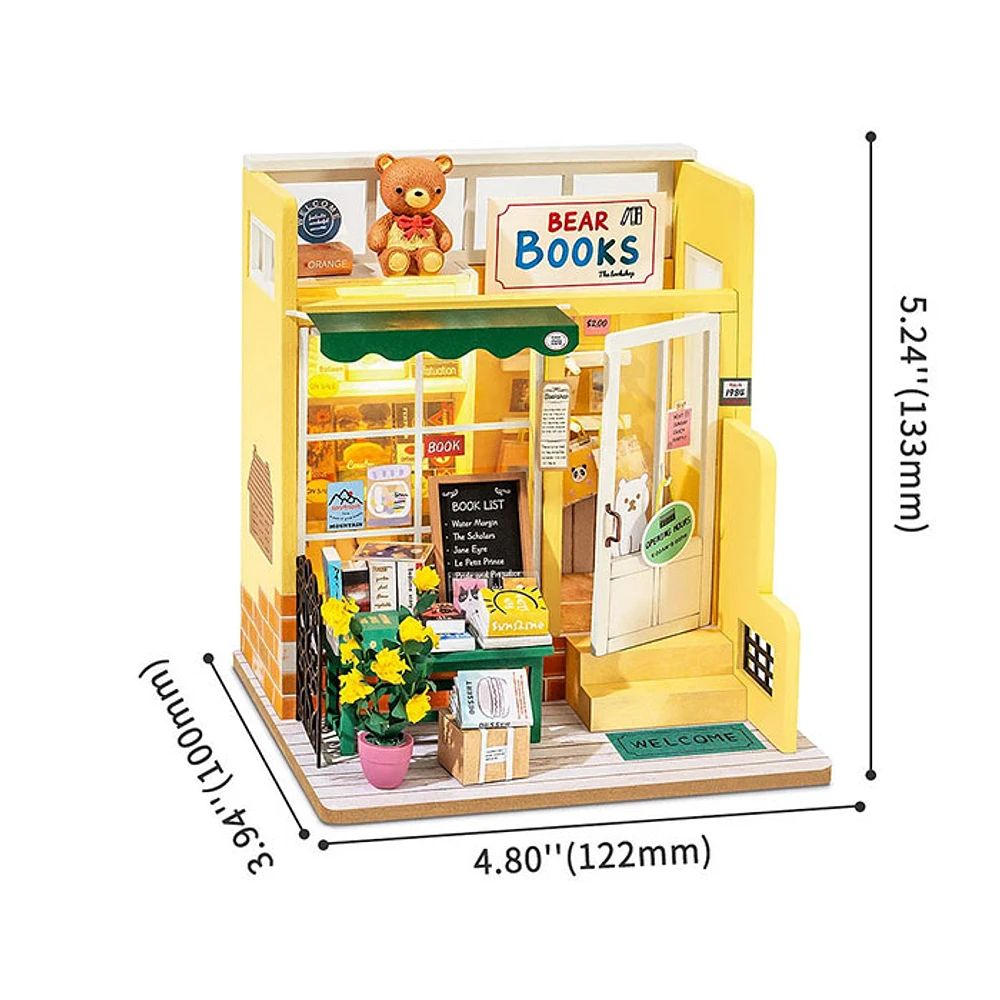 Rolife Mind-Find Bookstore DIY Miniature House – 63 PCS