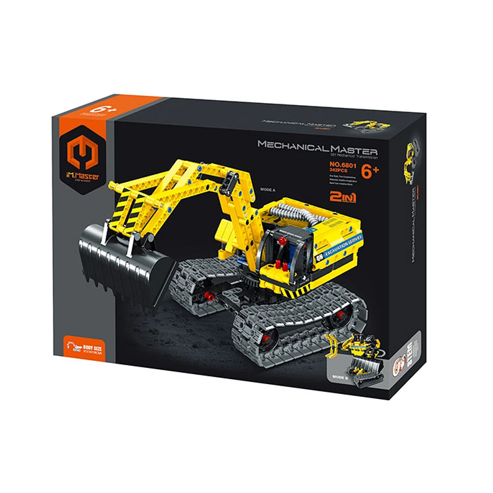 Block Kit Engineering Excavator and Robot 2 in 1 Mechanical Transmission Set 342 Pieces