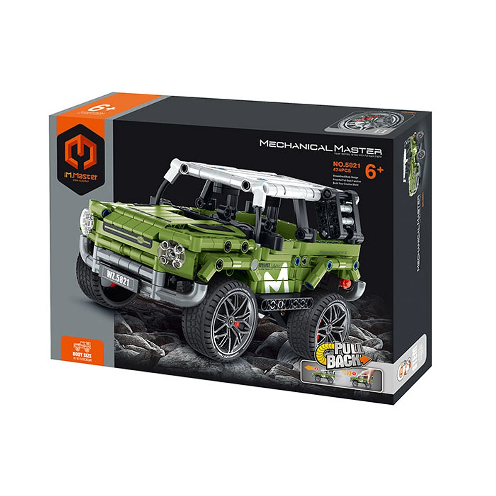 Pull Back Block Kit Off Roader with Shock Absorber – 474 Pieces
