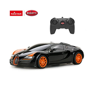 Rastar RC Car Bugatti Veyron 1.24 Grand Sport RC Toy Car Model Black/Orange