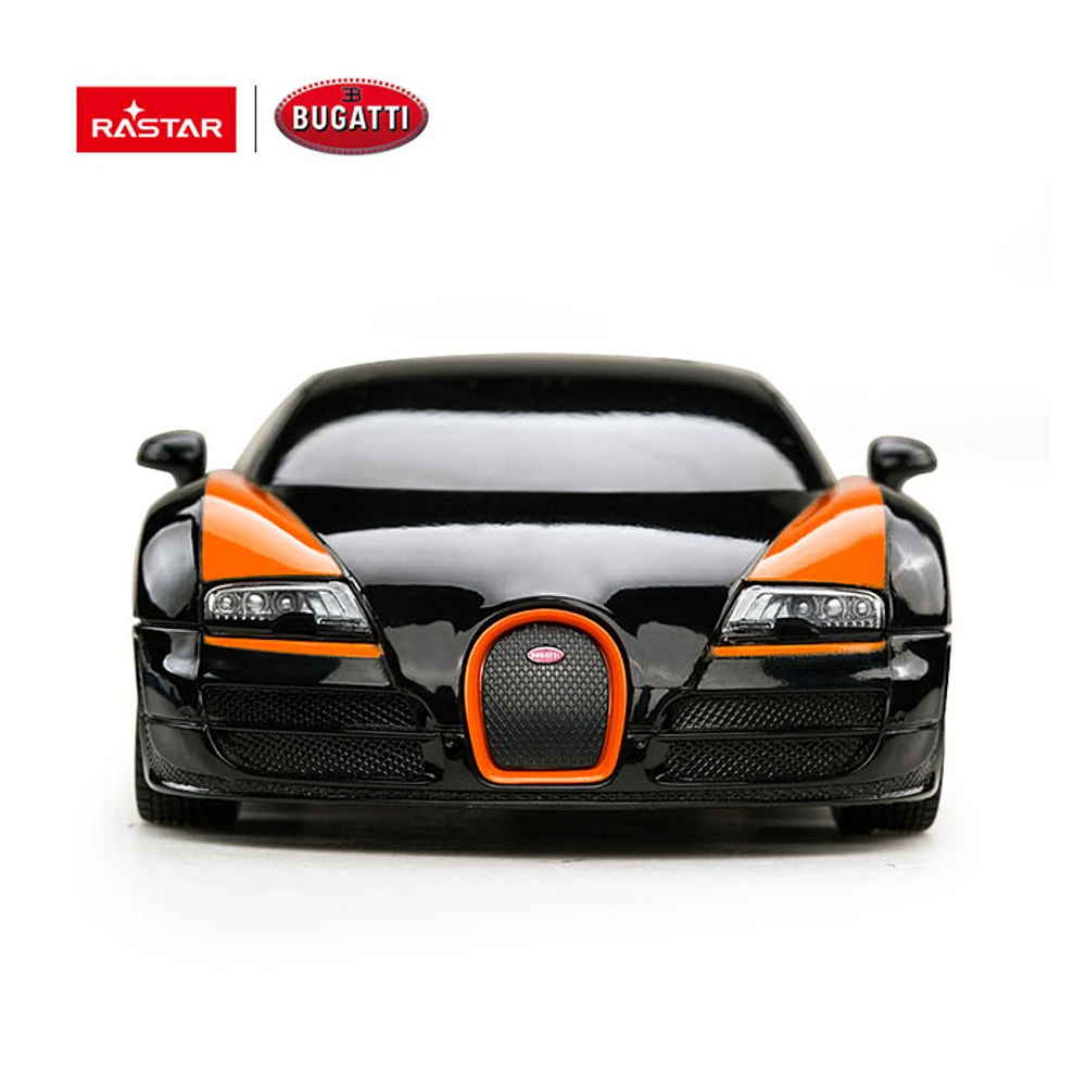 Rastar RC Car Bugatti Veyron 1.24 Grand Sport RC Toy Car Model Black/Orange