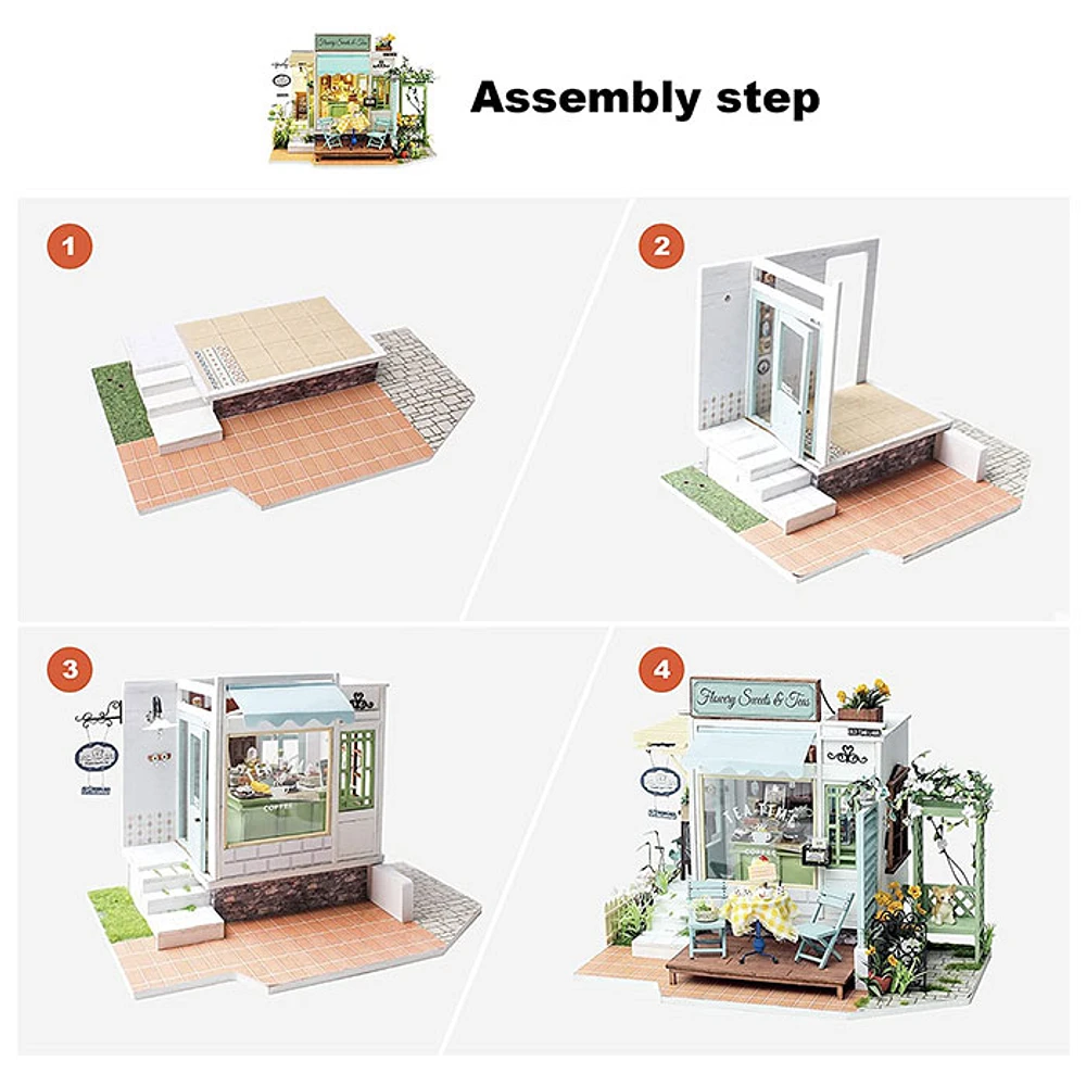 Flowery Sweets & Teas DIY Miniature Dollhouse Kit