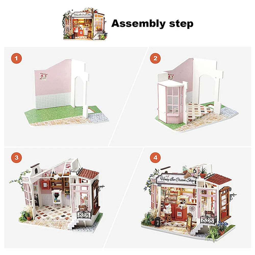 Cream Store DIY Miniature Dollhouse Kit