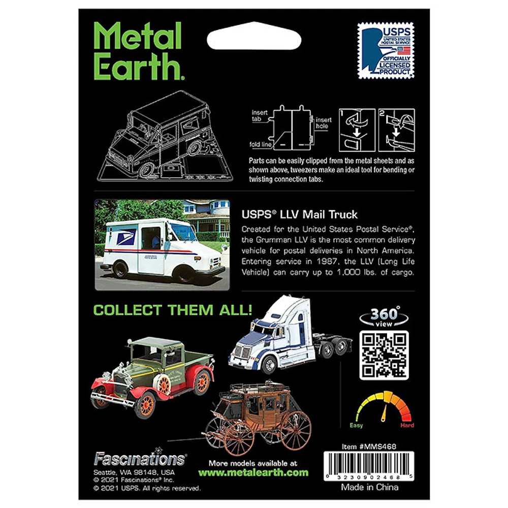 Metal Earth USPS LLV Mail Truck 3D Metal Model Kit