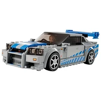 LEGO Speed Champions 2 Fast 2 Furious Nissan Skyline GT-R (R34) Race Car Toy – 319 PCS