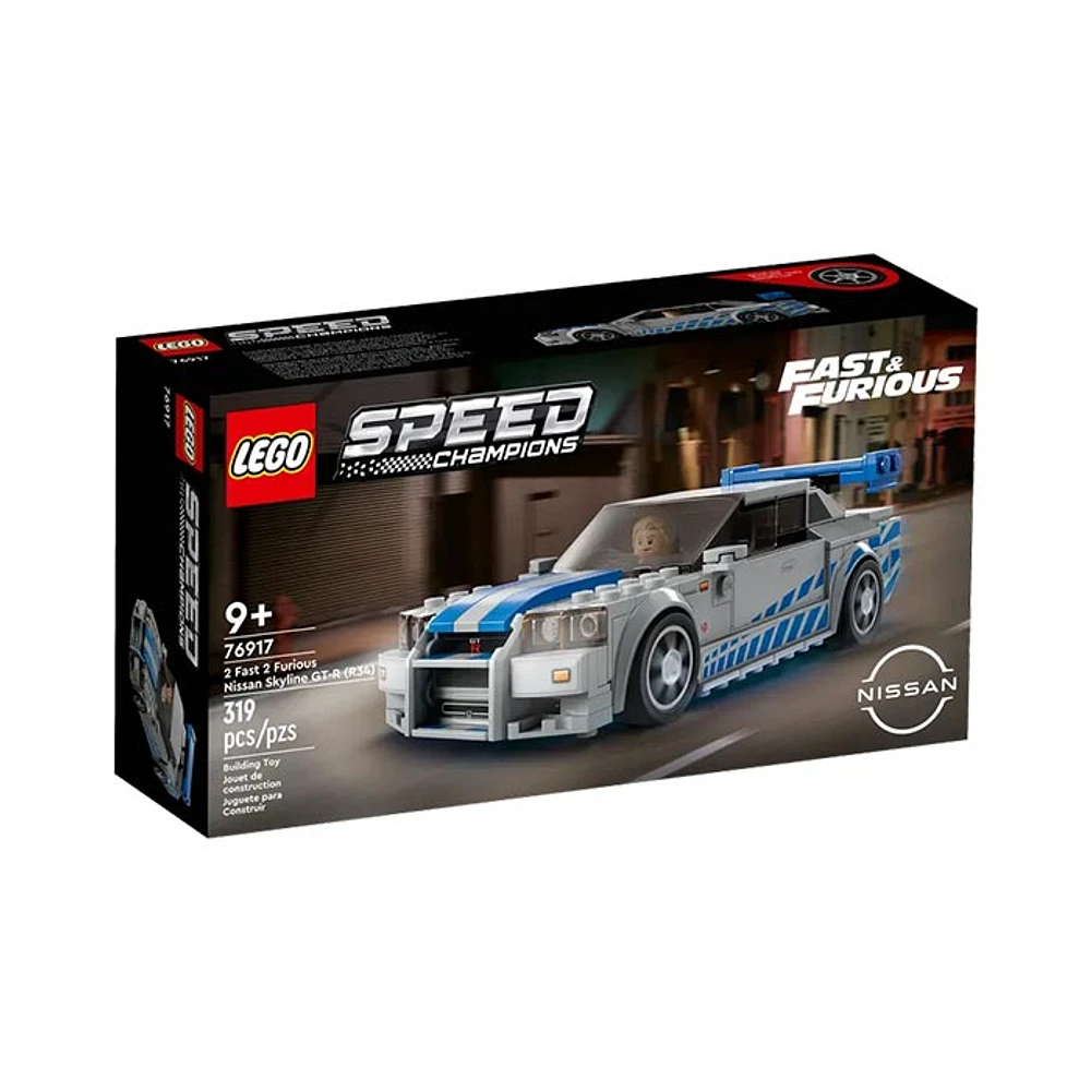 LEGO Speed Champions 2 Fast 2 Furious Nissan Skyline GT-R (R34) Race Car Toy – 319 PCS