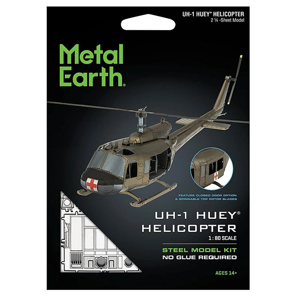 Metal Earth UH-1 Huey Helicopter Color 3D Metal Model Kit