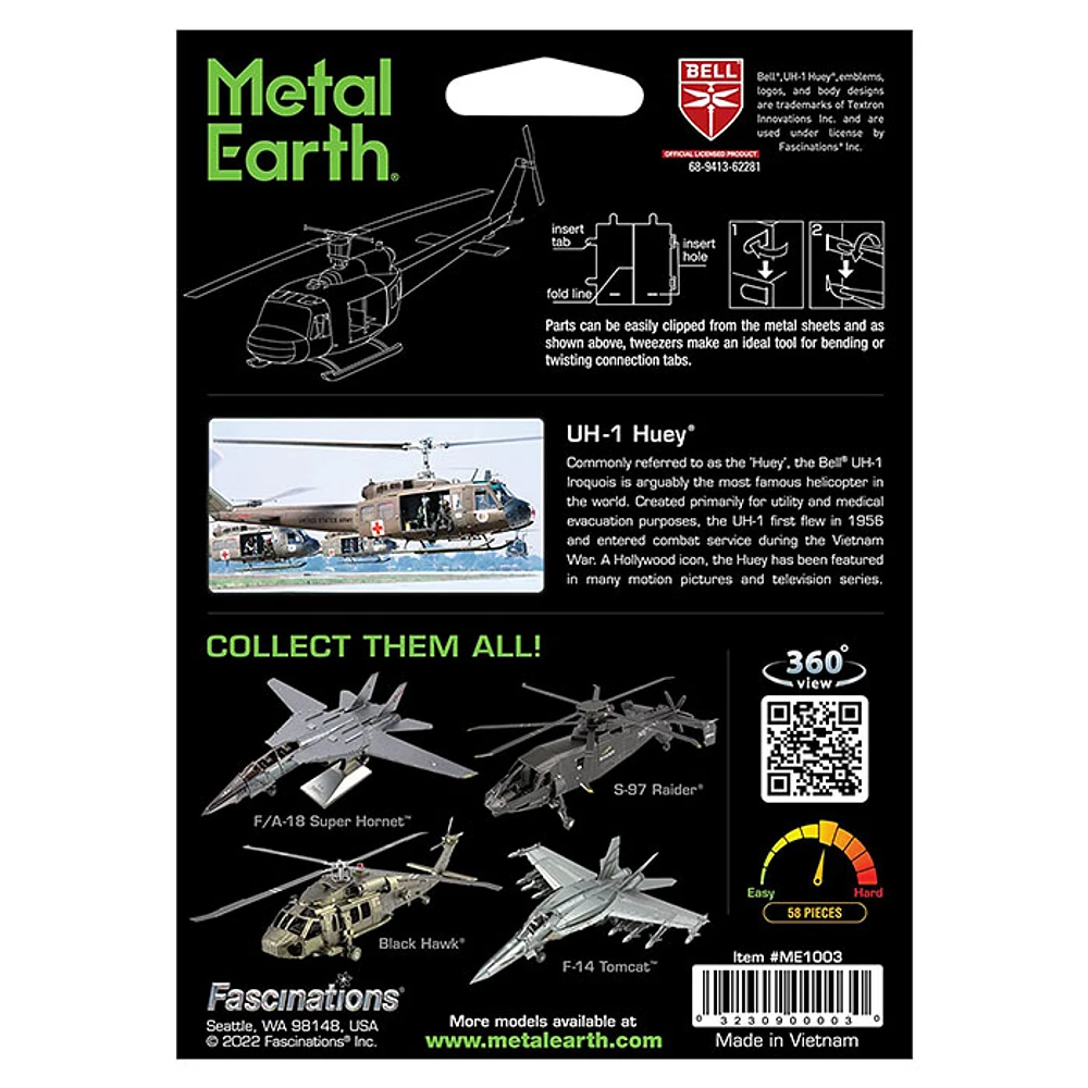 Metal Earth UH-1 Huey Helicopter Color 3D Metal Model Kit