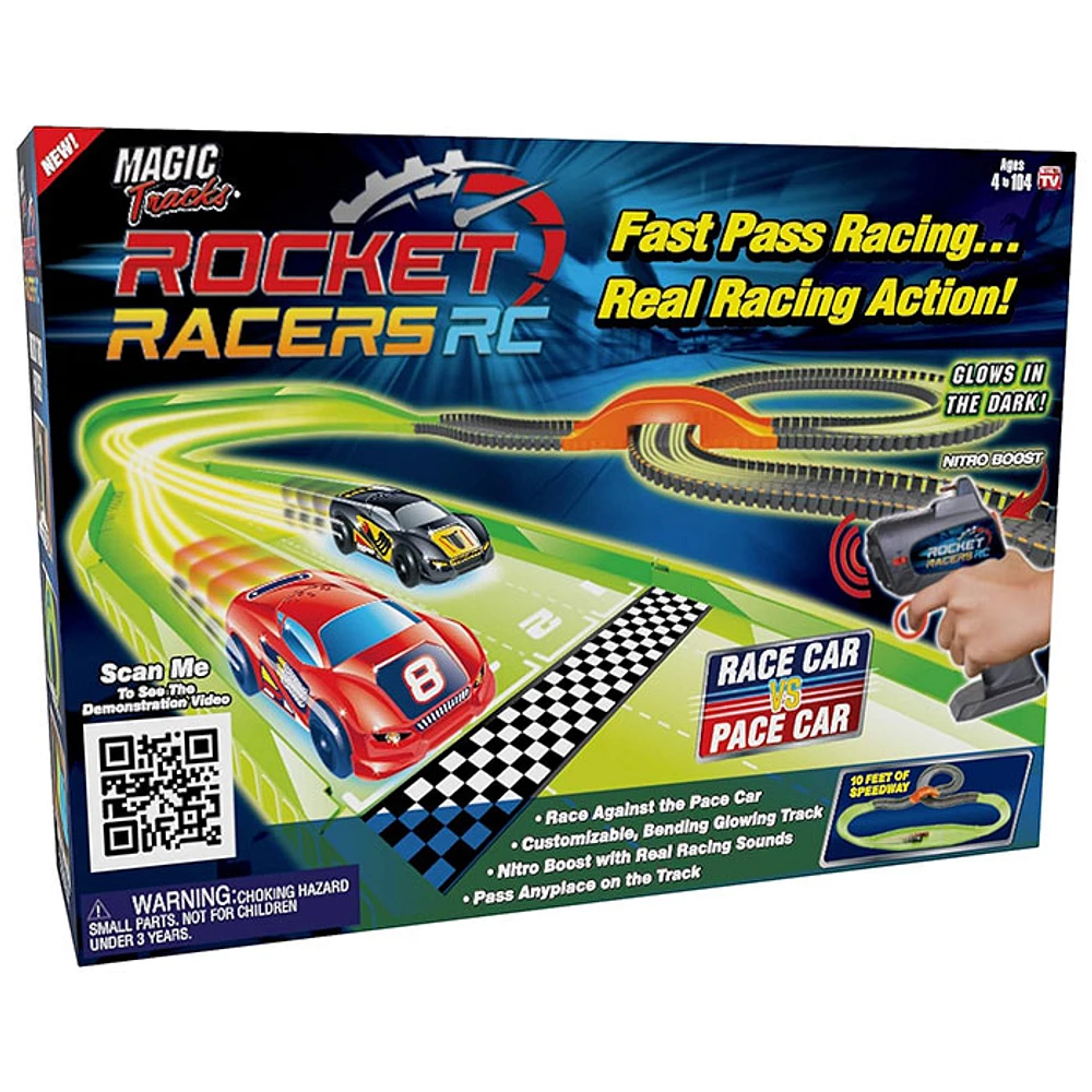 Mind Games Ontel Magic Tracks Rocket Racers Remote Controlled Race Car vs  Pace Car Track Set