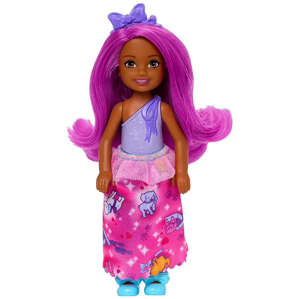 Barbie Royal Chelsea Doll with Pink Hair and Purple Bow Headband