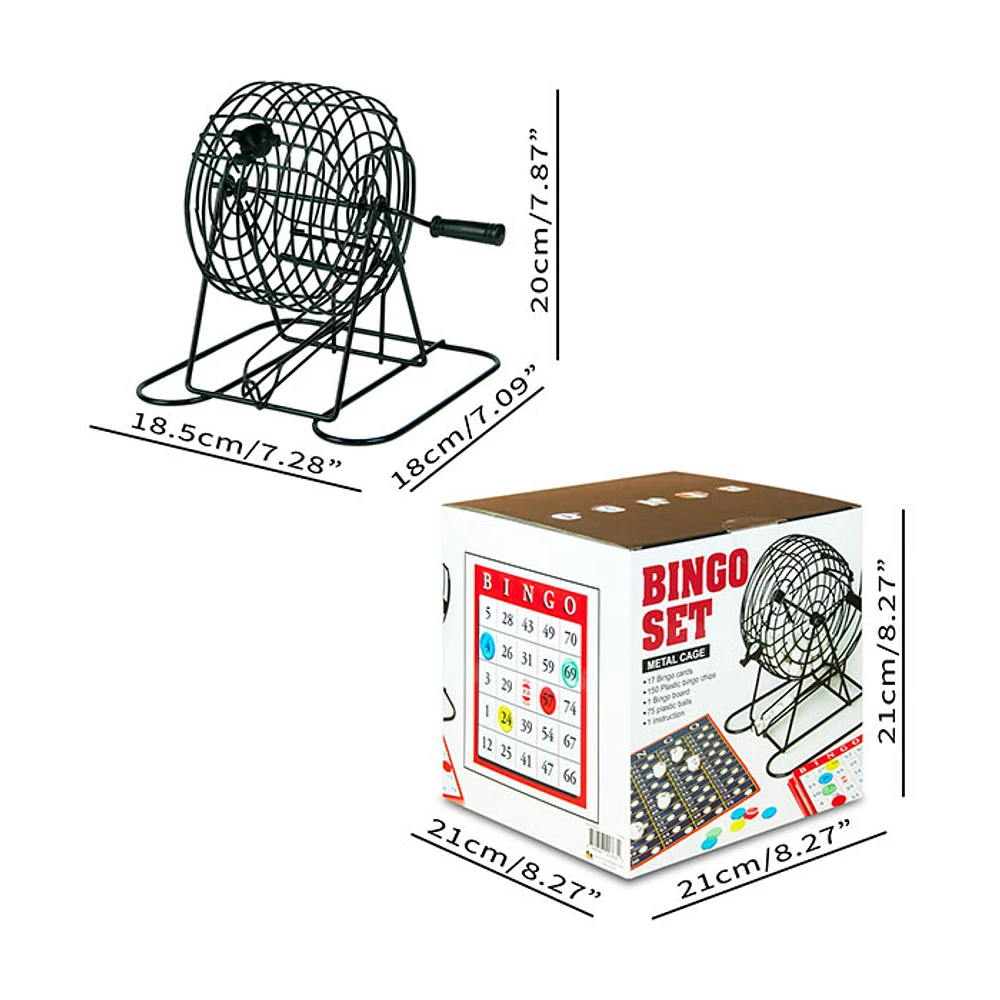 Bingo Set Black Metal Cage 7″