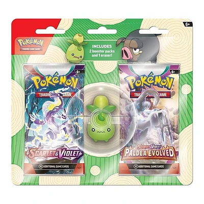 Pokemon TCG Scarlet and Violet Back to School Eraser Blister Smoliv or Lechonk