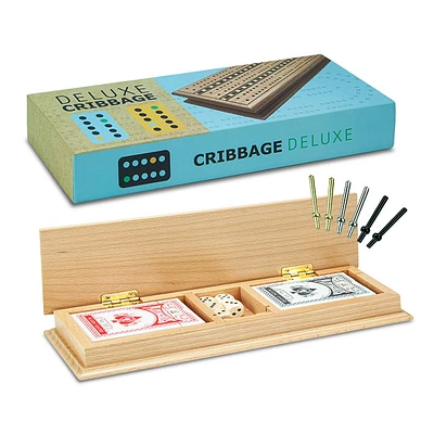 Cribbage Deluxe Set Board with 2 Decks of Cards