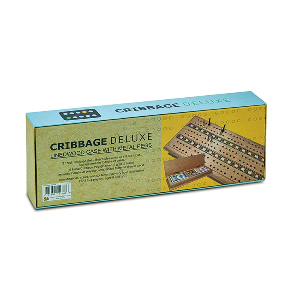 Cribbage Deluxe Set Board with 2 Decks of Cards