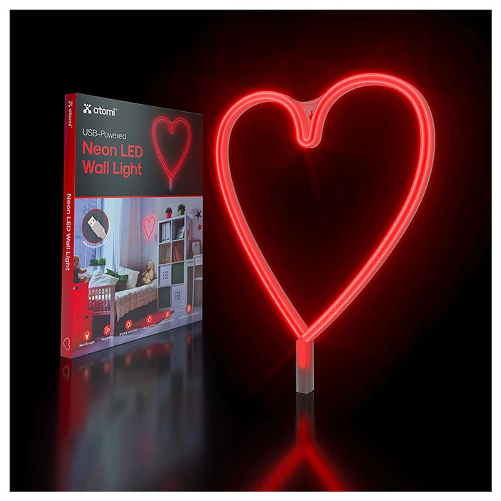 Red Heart Neon LED Light USB Powered