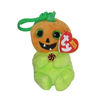 TY Plush Beanie Baby (Beanie Bellies) – HOLLOW the Halloween Pumpkin (Plastic Key Clip – 4 inch)