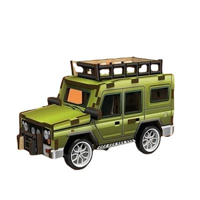 3D Wood Puzzle Jeep with Pull Back 31 Pieces