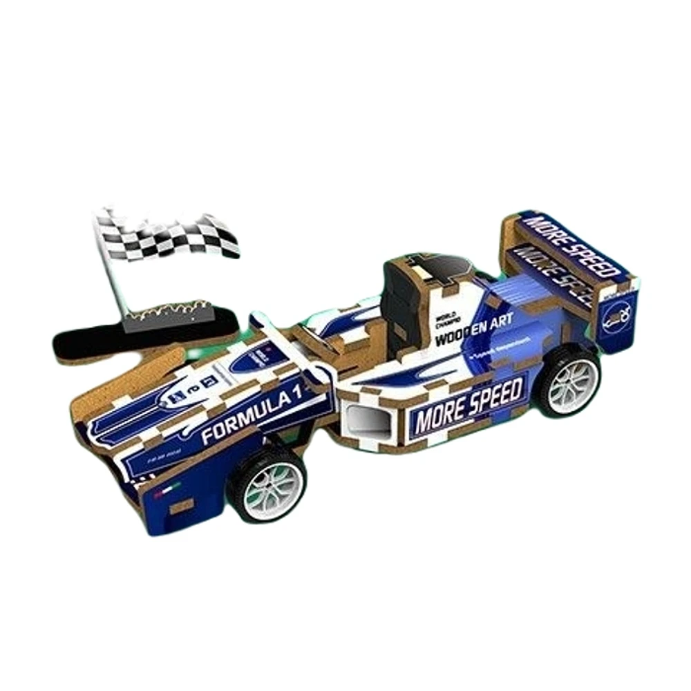 3D Wood Puzzle F1 Racing Car with Pull Back 26 Pieces