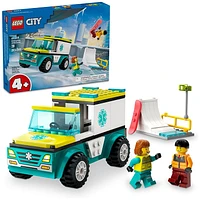 LEGO City Emergency Ambulance and Snowboarder Toy Vehicle Playset