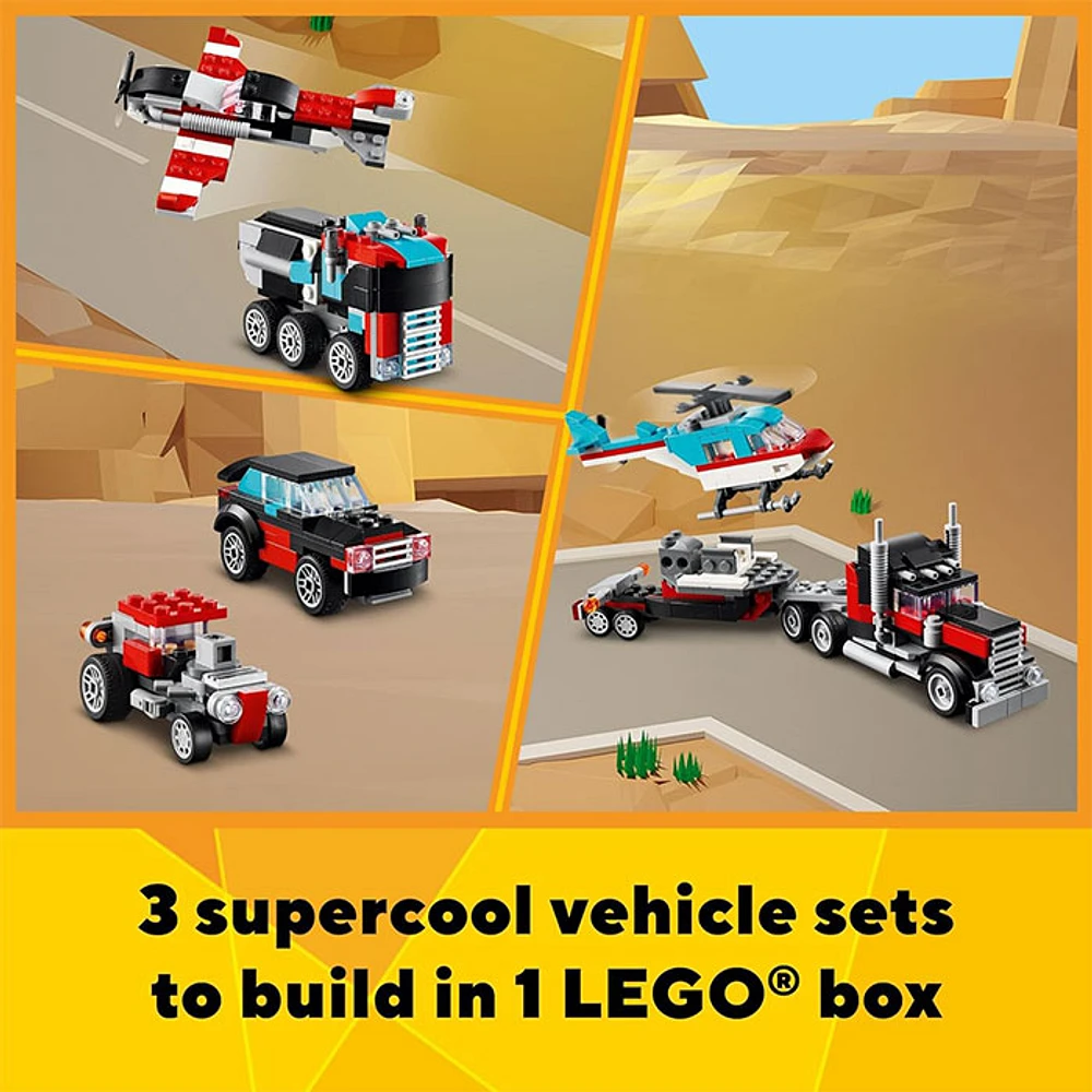 LEGO Creator 3 in 1 Flatbed Truck with Helicopter Toy