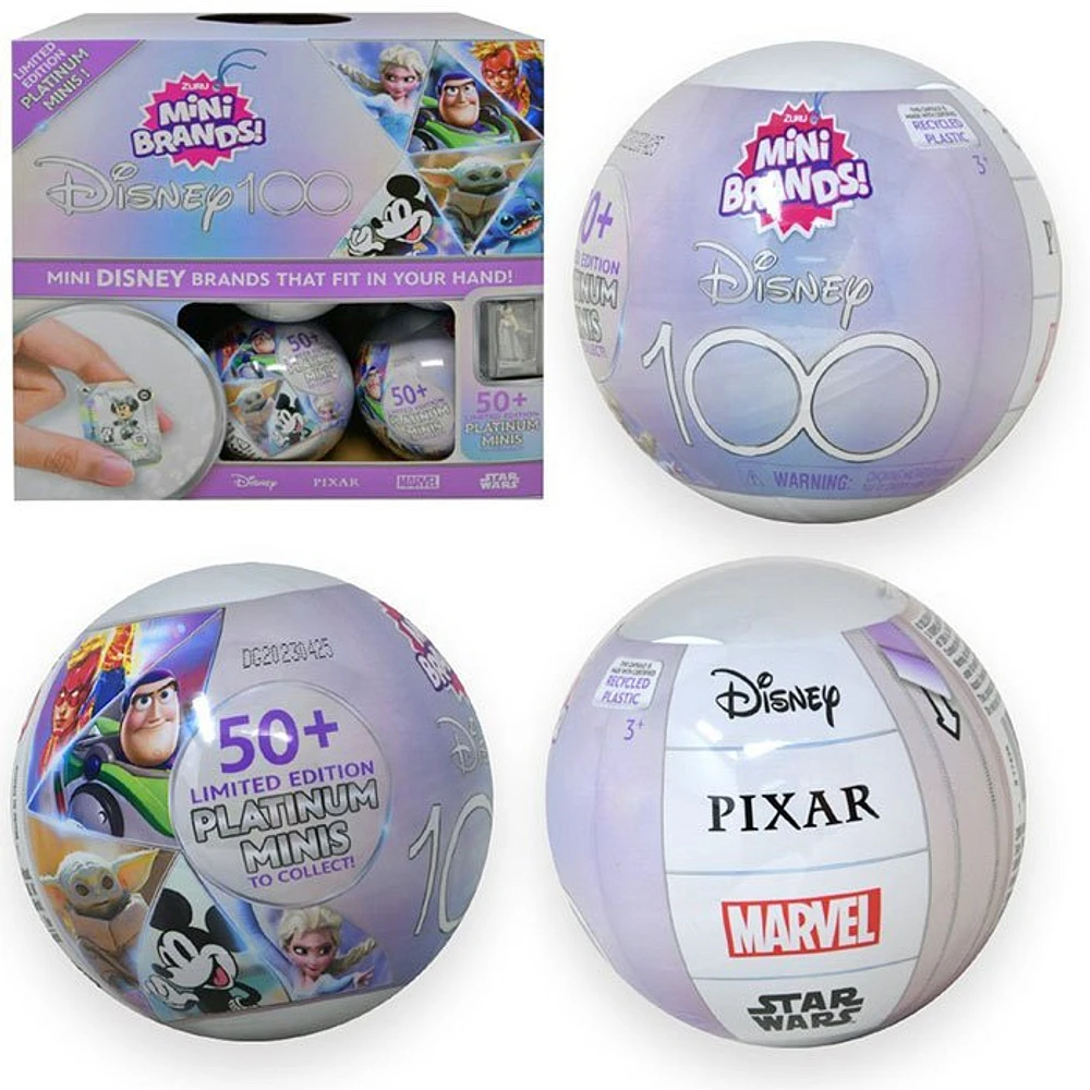 Zuru 5 Surprise Disney s 100th Mini Brands Platinum Capsules in display