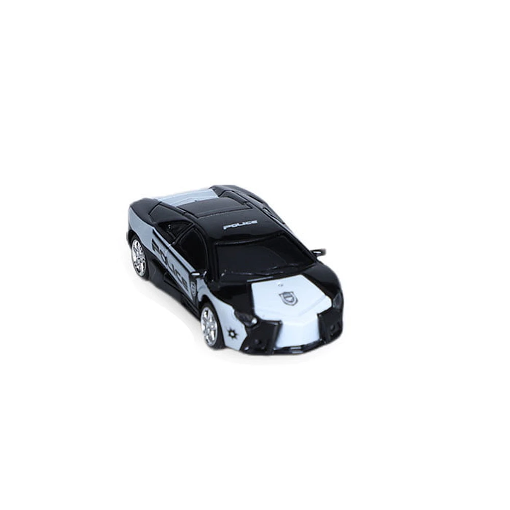 RC Mini Police Car Black and White 1:64 Scale