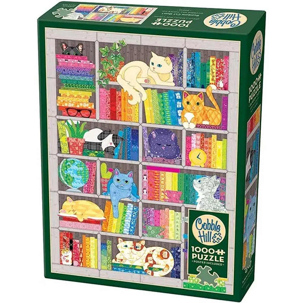 Cobble Hill 1000 Piece Puzzle – Rainbow Cat Quilt