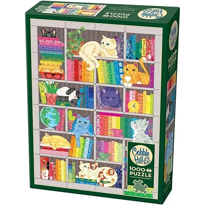 Cobble Hill 1000 Piece Puzzle – Rainbow Cat Quilt