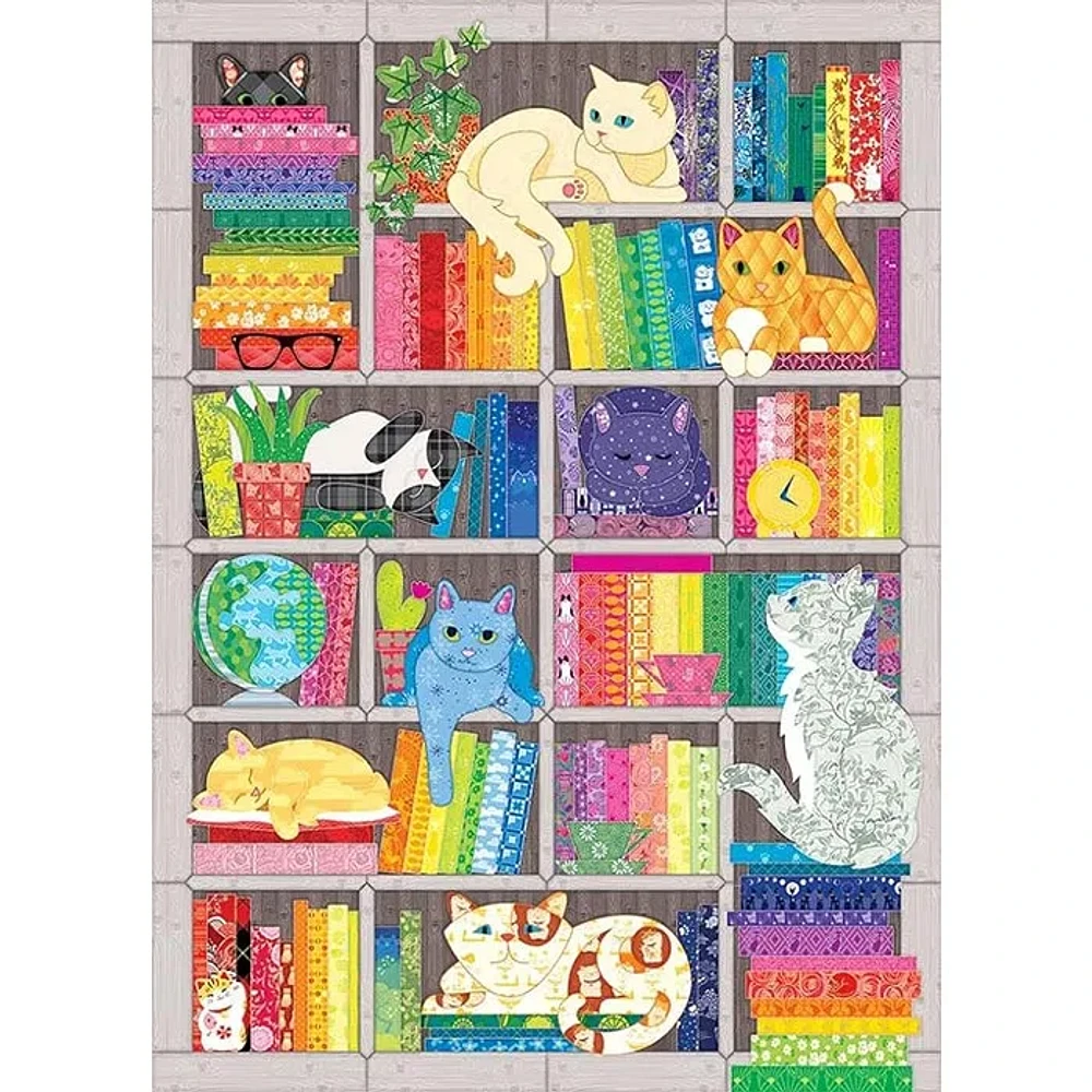 Cobble Hill 1000 Piece Puzzle – Rainbow Cat Quilt