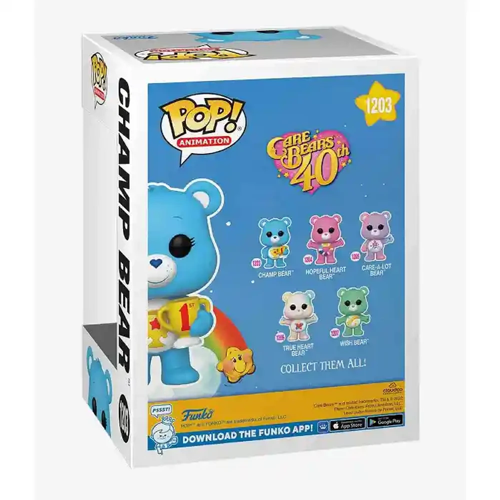 Funko Pop! Care Bear 40th Anniversary Champ Bear Flocked Chase Edition