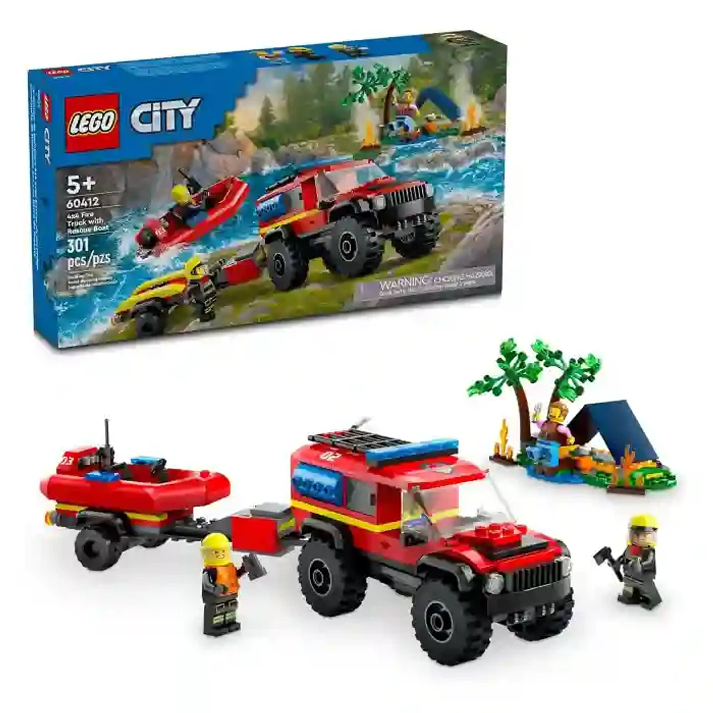 LEGO City 4×4 Fire Truck with Rescue Boat 301 PCS 5+