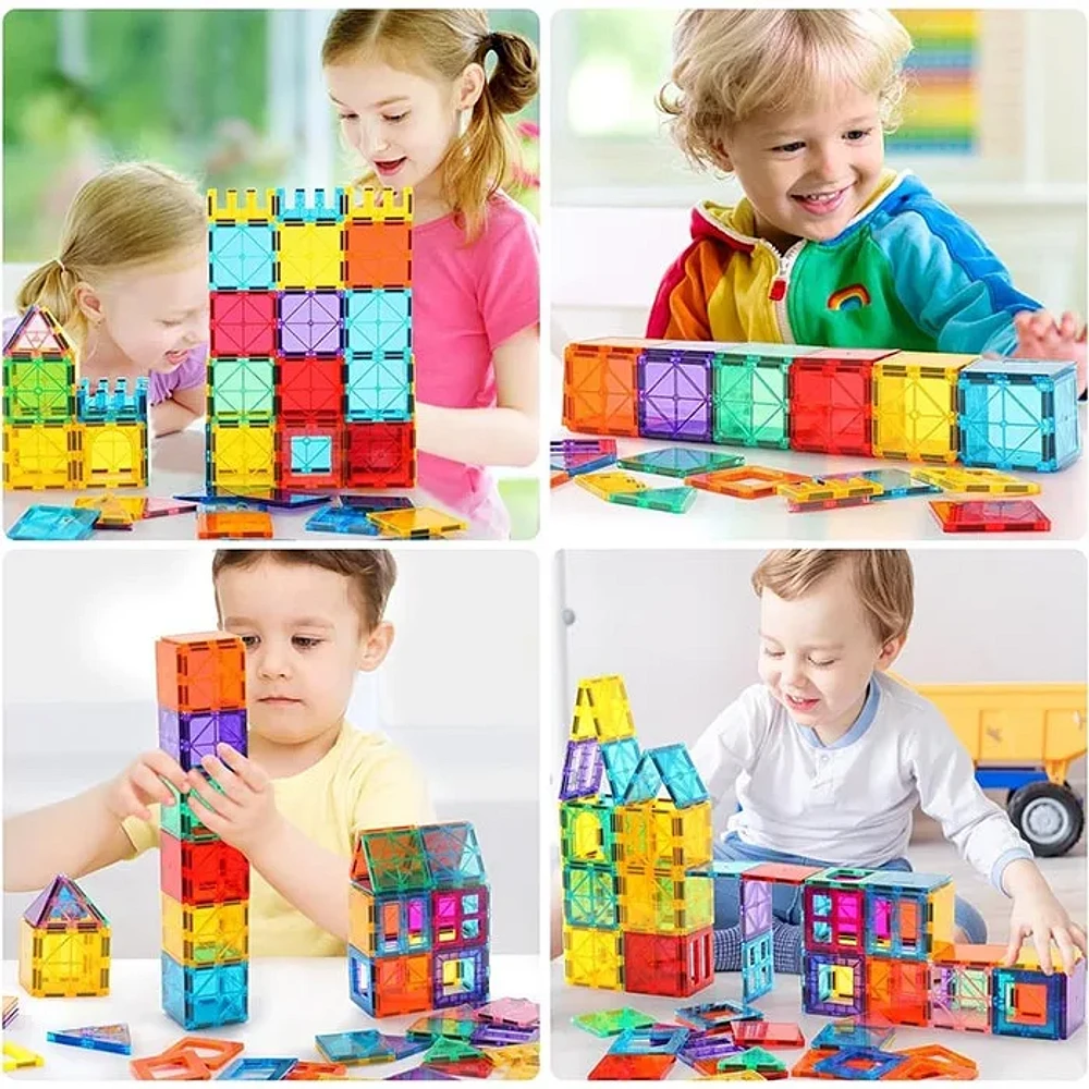 Tradeopia 102 Pieces Magnetic Tiles, Magnetic Building Blocks Set